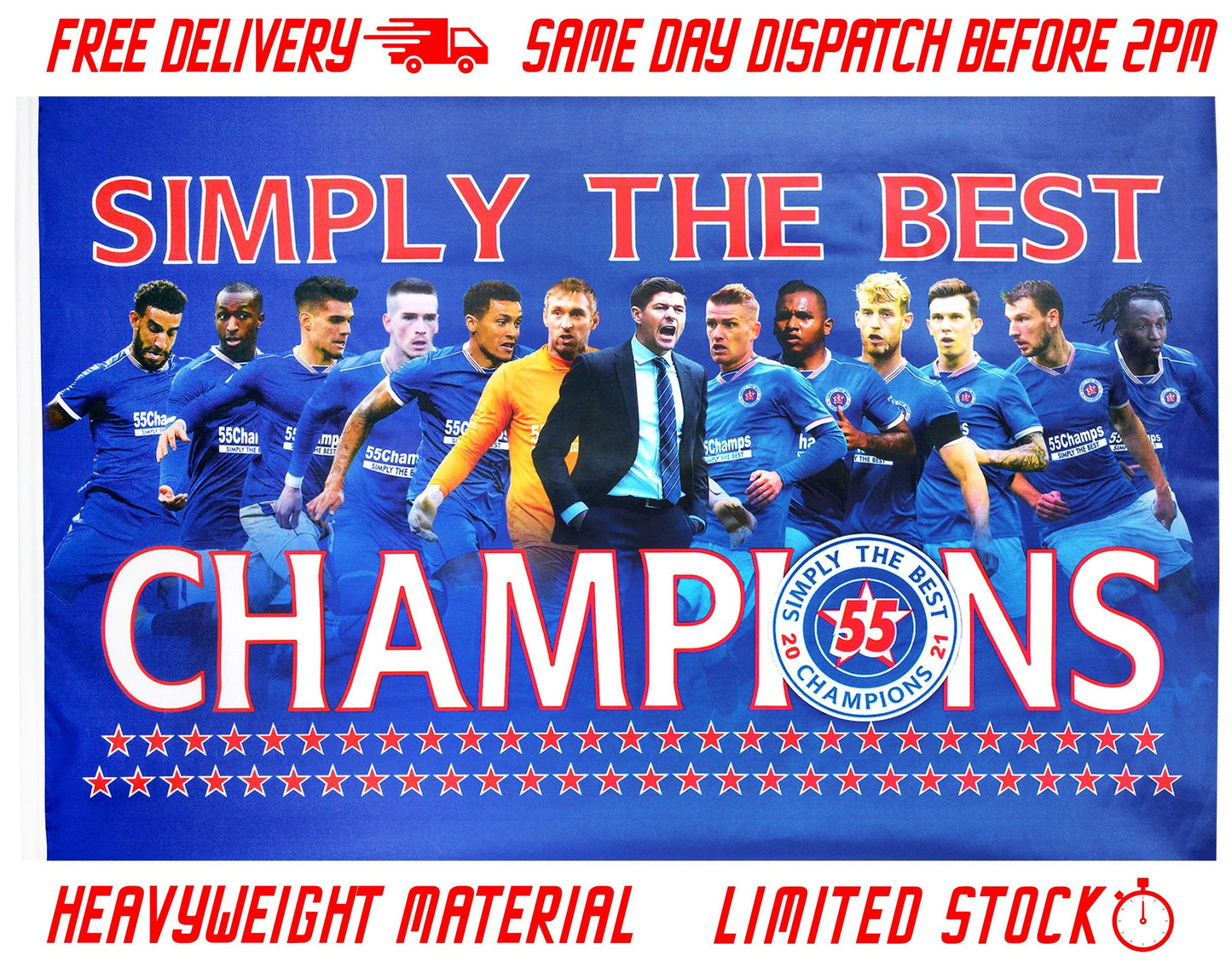 Rangers Champions 55 - Large Flag