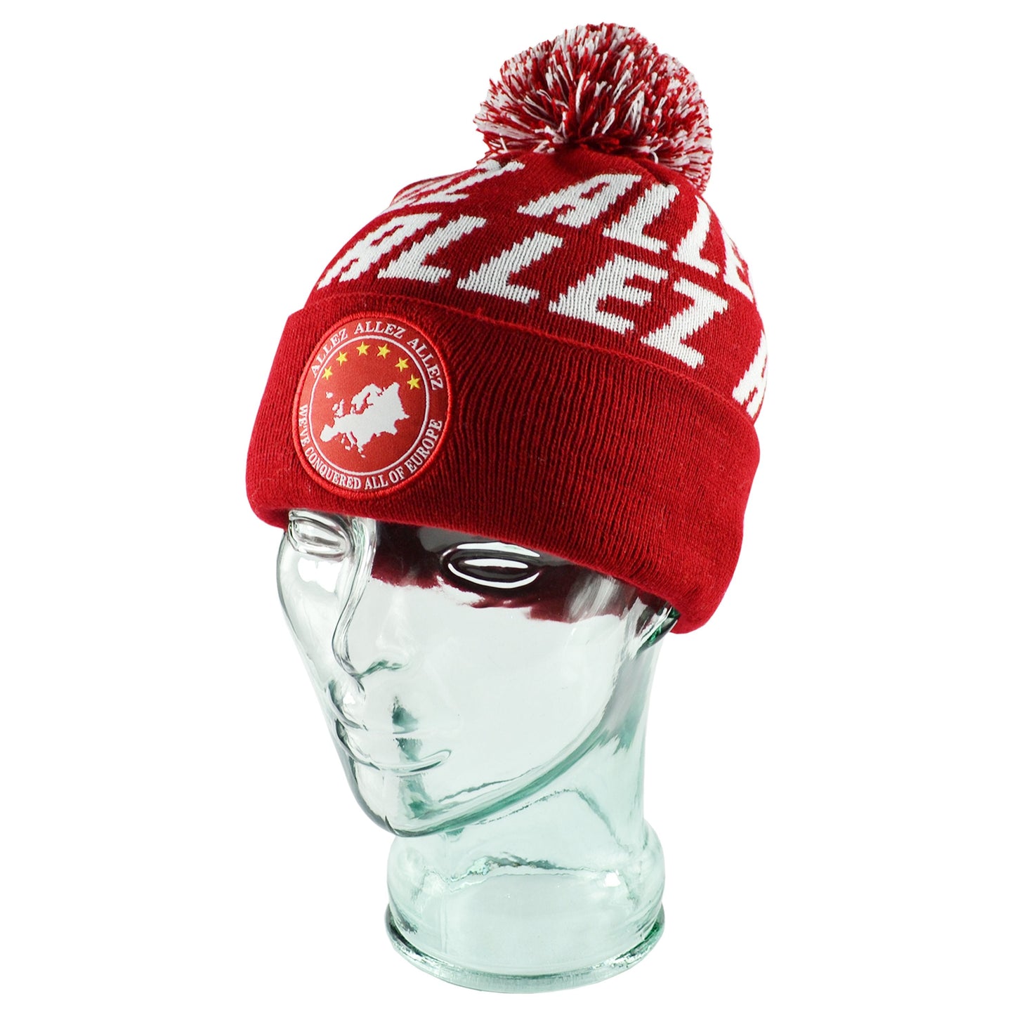 Allez Red & White Bobble Hat