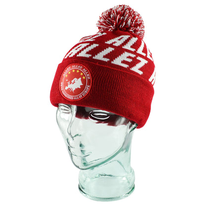 Allez Red & White Bobble Hat