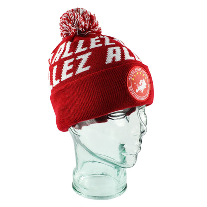 Allez Red & White Bobble Hat