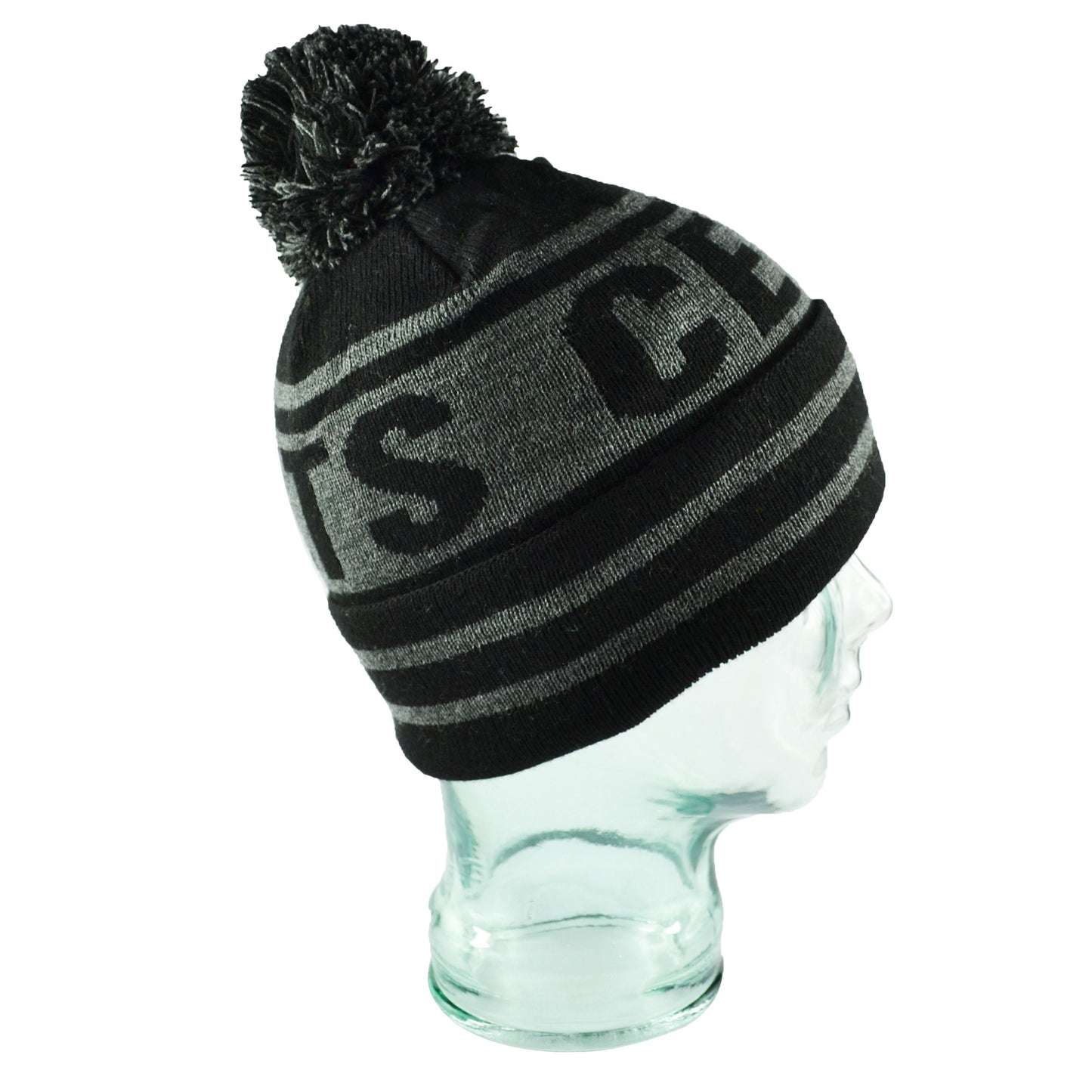 Celtic Black & Grey Bobble Hat