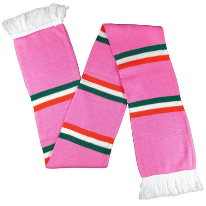 Celtic Pink Pink Green & Orange Bar Knitted Scarf