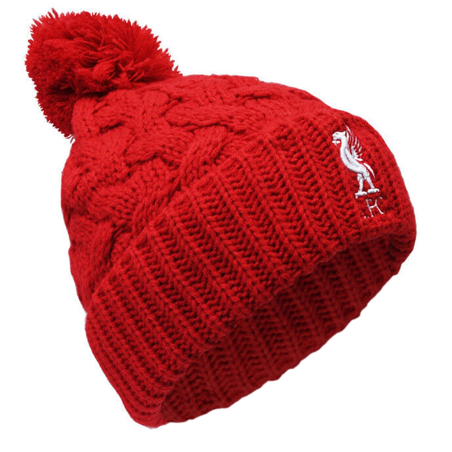 Liverpool FC Mass Bowline Cable Knit Bobble Hat Red - Ladies