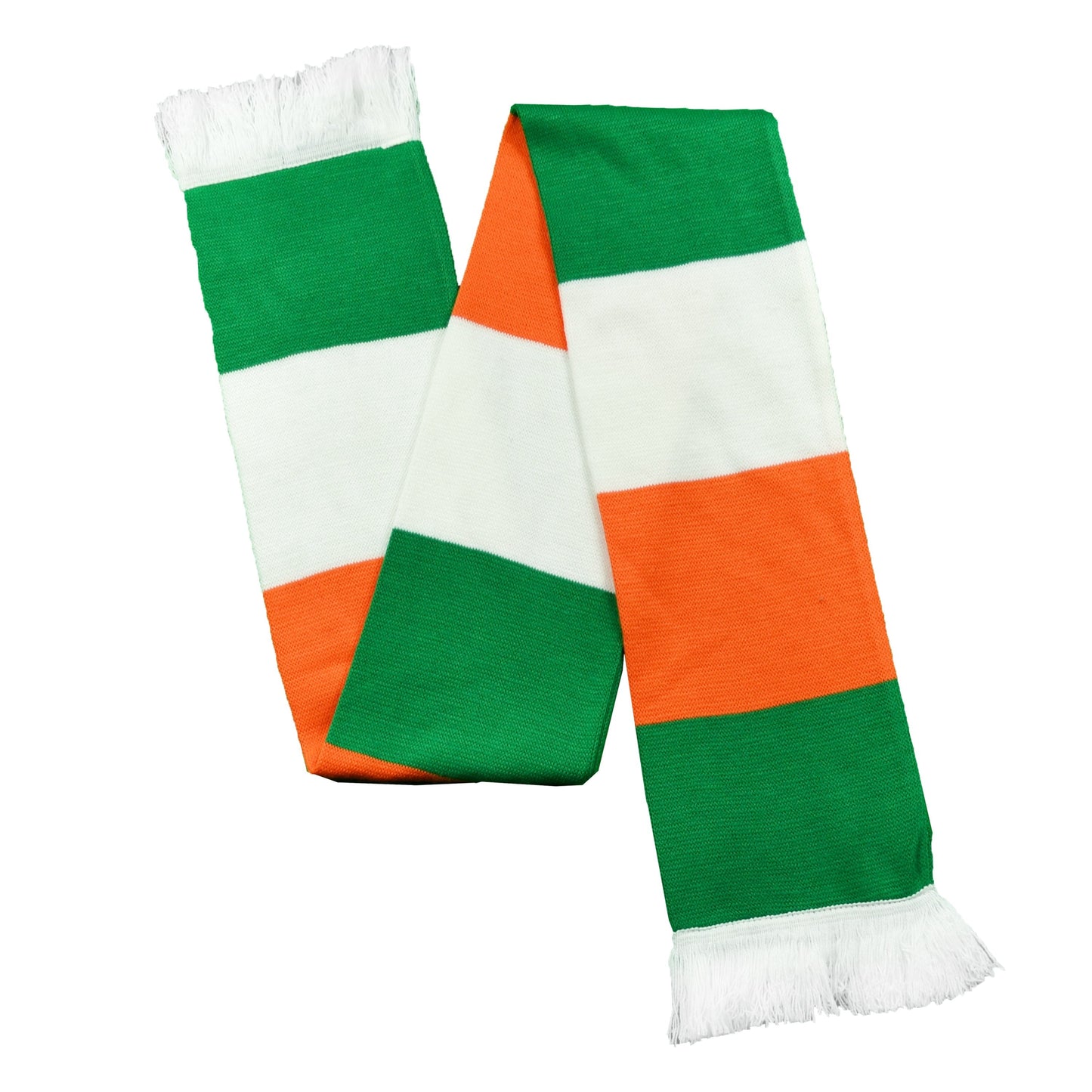 Celtic Green White & Orange Split Bar Knitted Scarf