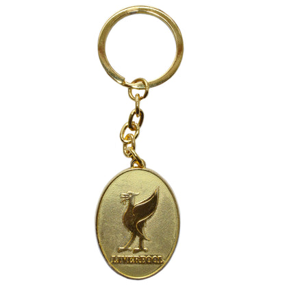 Liver Bird Gold Oval Keyring