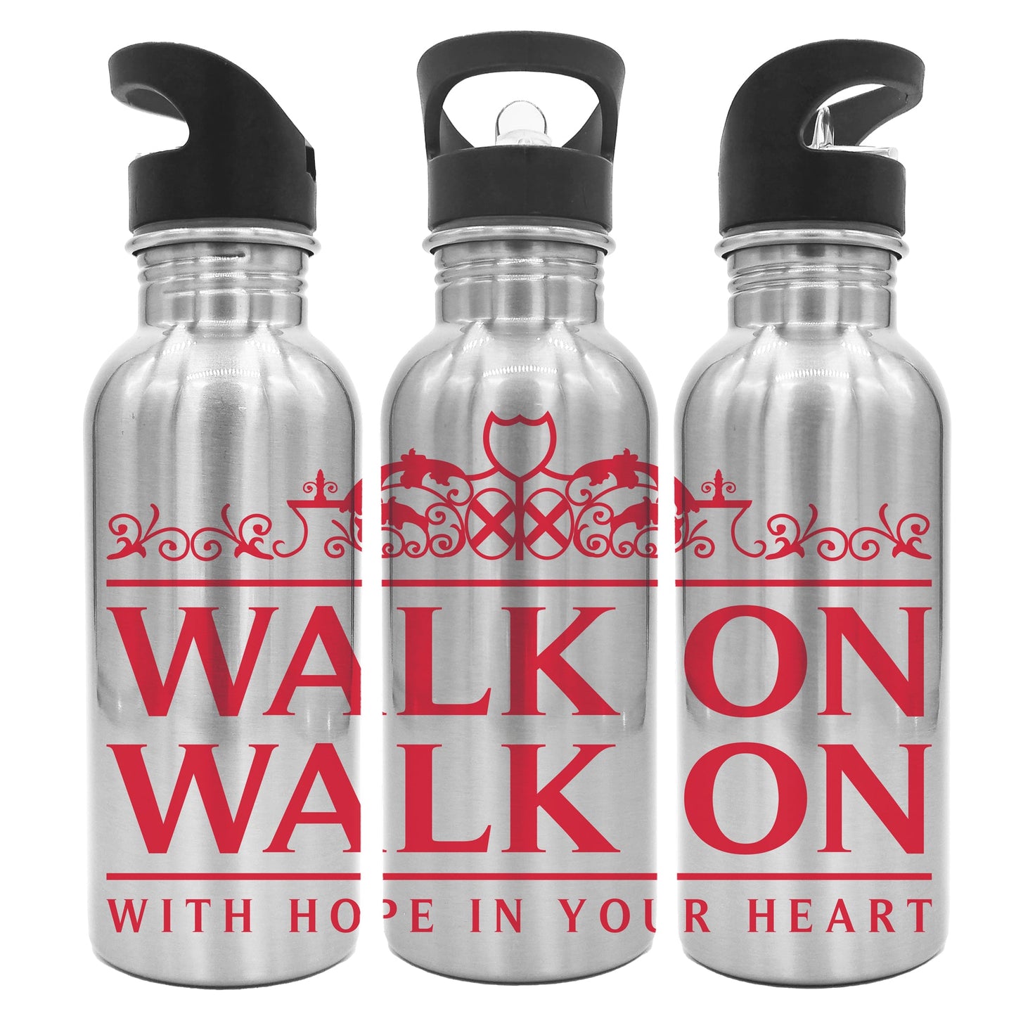 Walk On Logo Bottle Steel with integrated straw 750ml