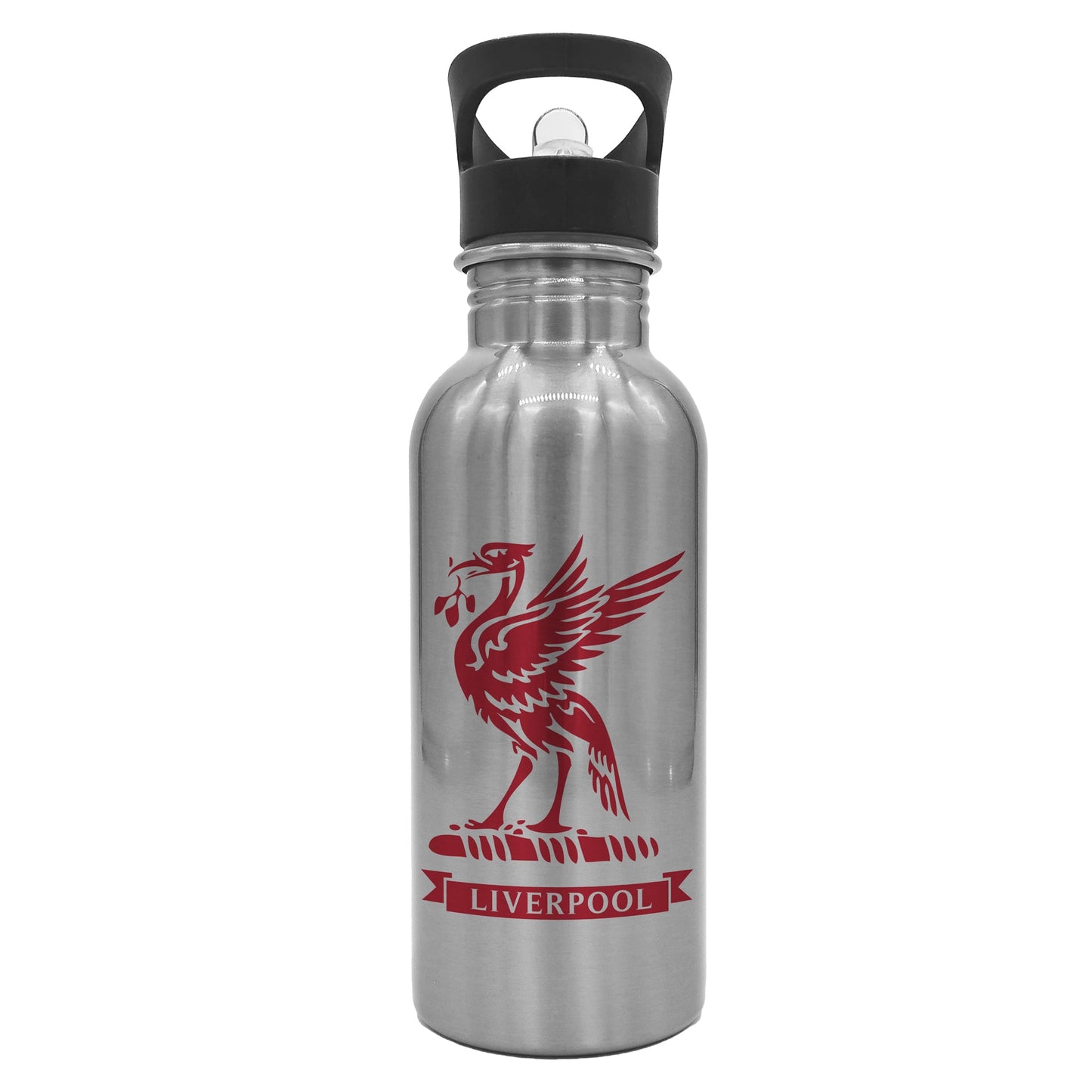 Red Liverbird Bottle Steel with integrated straw 750ml