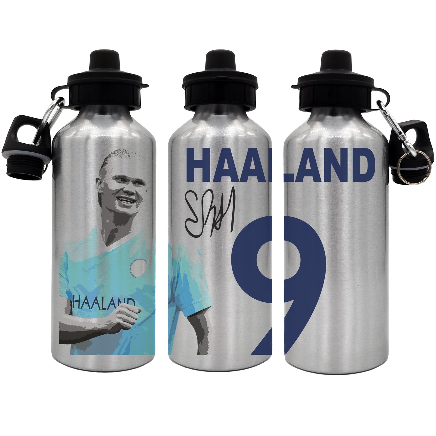 Haaland 2-Lid Aluminium Water Bottle 600ml Silver