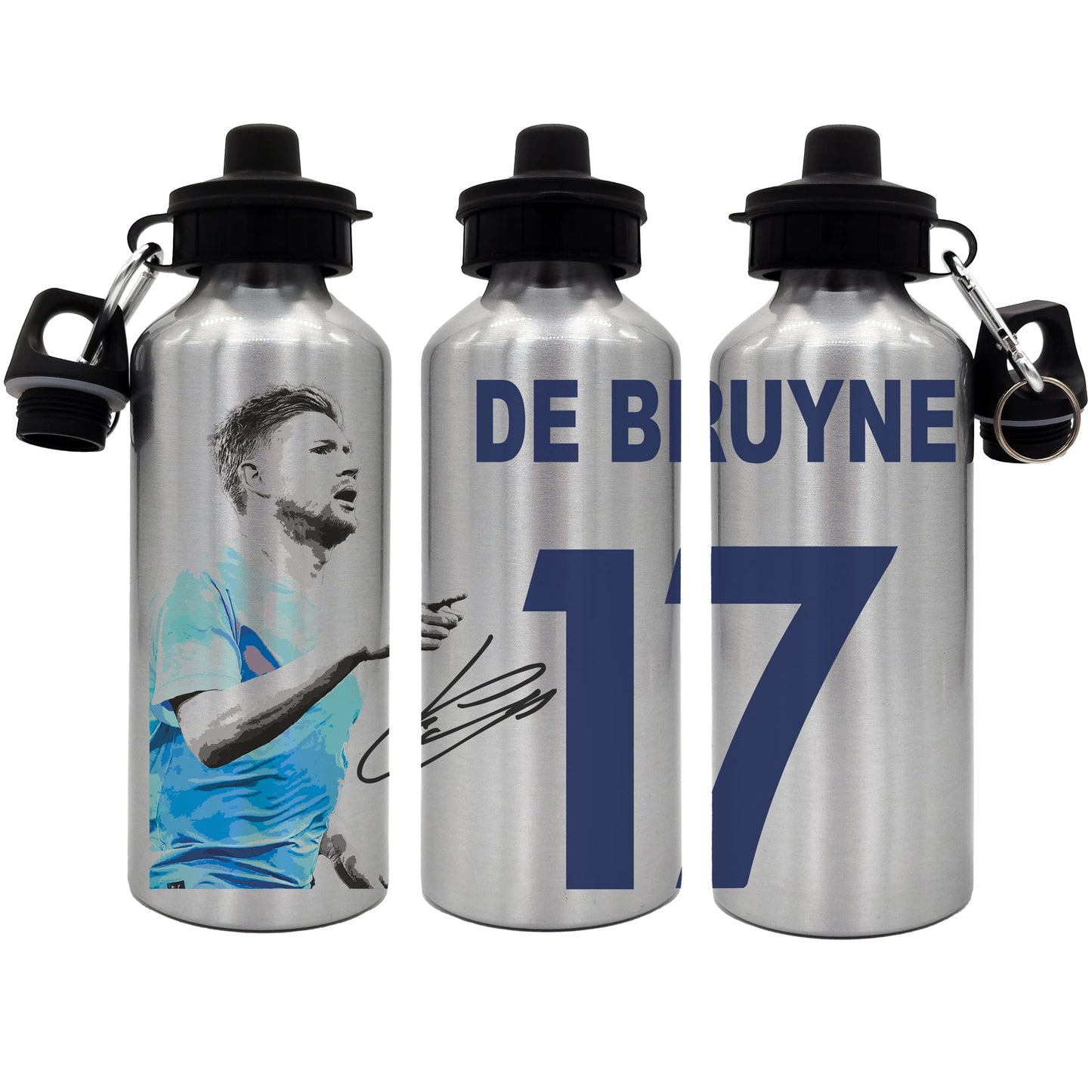 DeBruyne 2-Lid Aluminium Water Bottle 600ml Silver