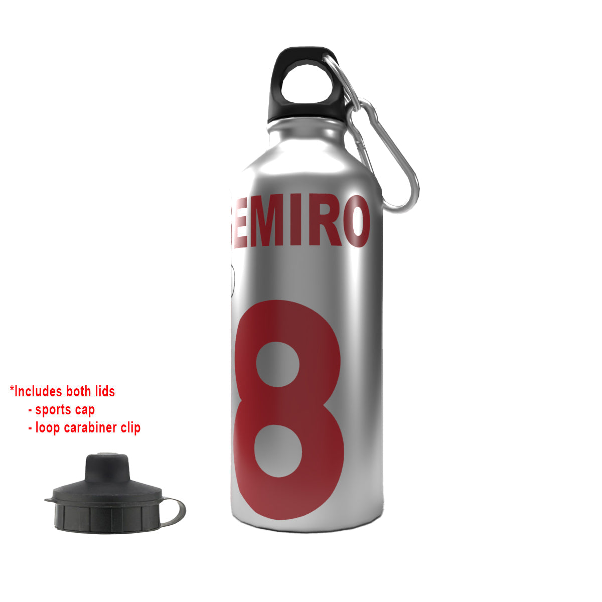 Casemiro 2-Lid Aluminium Water Bottle 600ml Silver