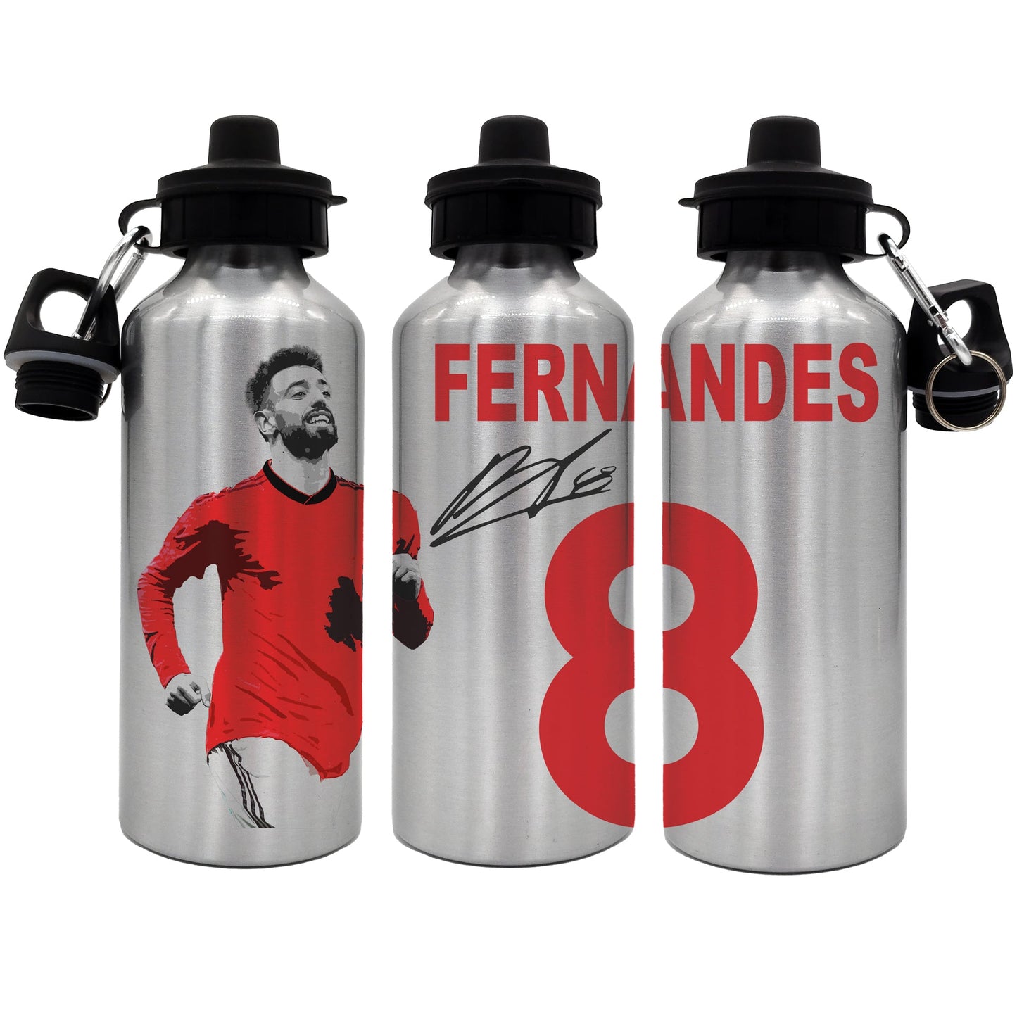 Fernandes 2-Lid Aluminium Water Bottle 600ml Silver