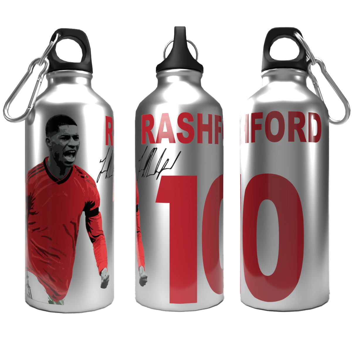 Rashford 2-Lid Aluminium Water Bottle 600ml Silver