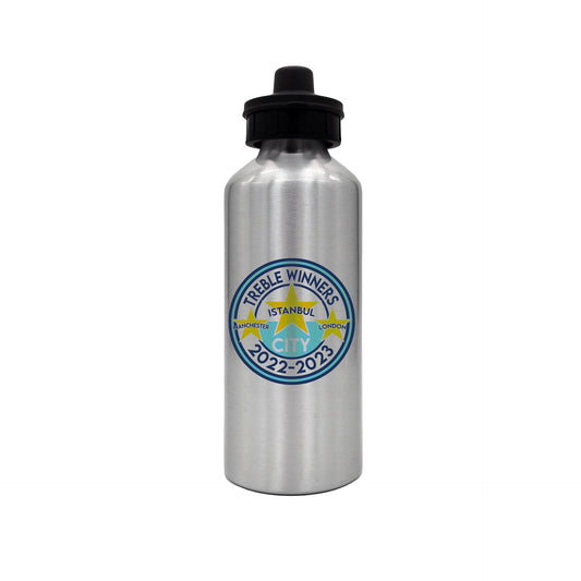 City Treble Winners Logo 2-Lid Aluminium Water Bottle 600ml Silver