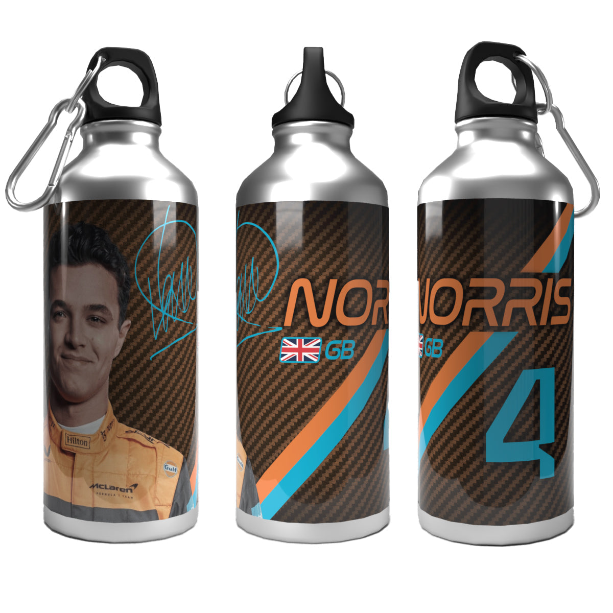 Norris 2-Lid Aluminium Water Bottle 600ml Silver