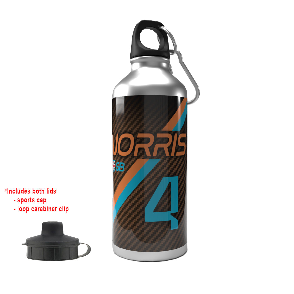 Norris 2-Lid Aluminium Water Bottle 600ml Silver