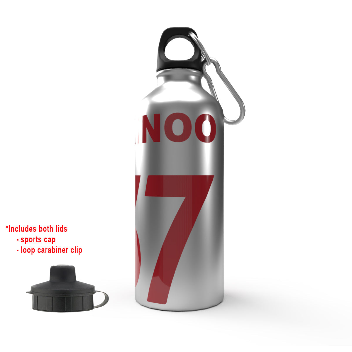 Mainoo 2-Lid Aluminium Water Bottle 600ml Silver