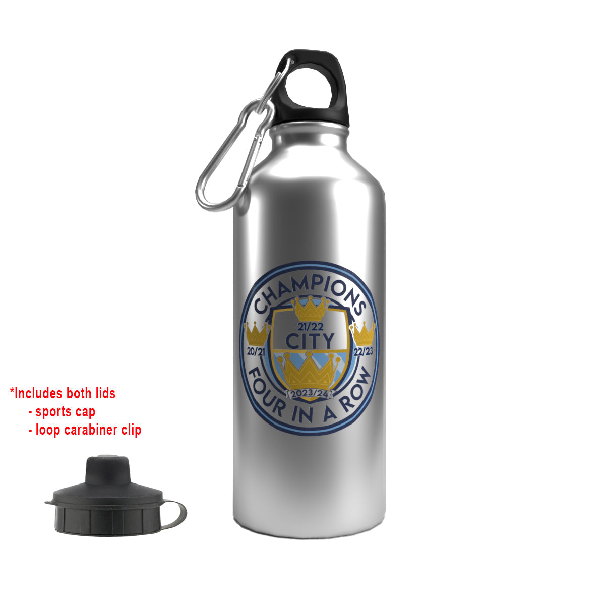 City League Champions 23/24 Logo 2-Lid Aluminium Bottle Silver 600ml