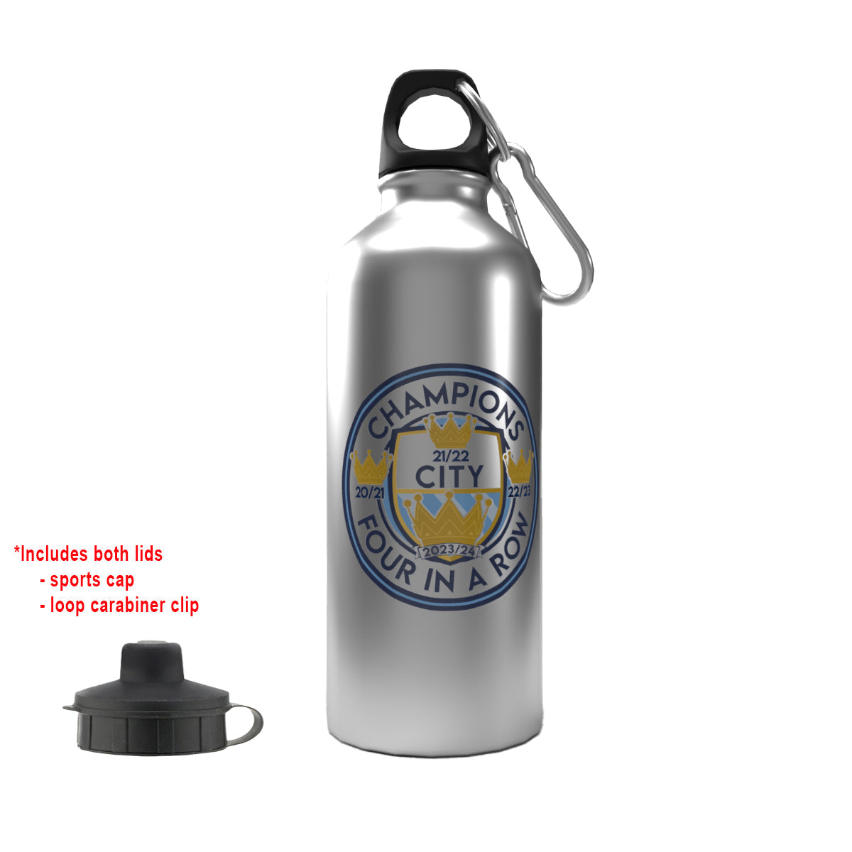 City League Champions 23/24 Logo 2-Lid Aluminium Bottle Silver 600ml