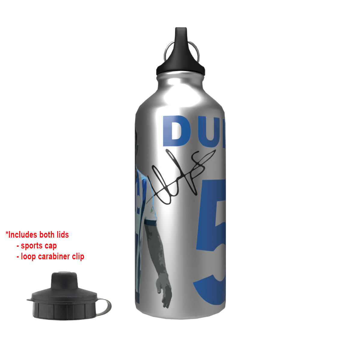 Dunk Brighton 2-Lid Aluminium Water Bottle Silver