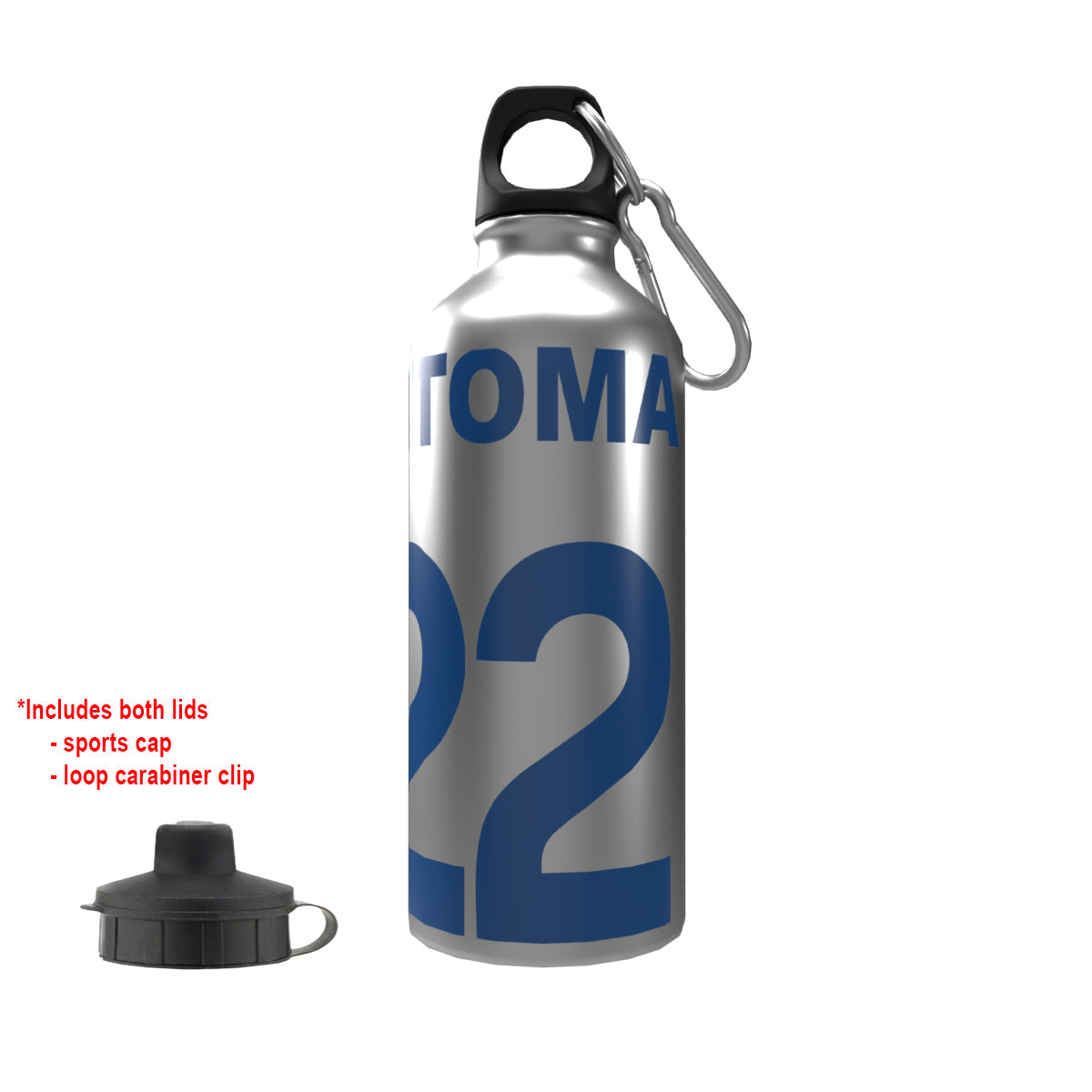 Mitoma Brighton 2-Lid Aluminium Water Bottle Silver