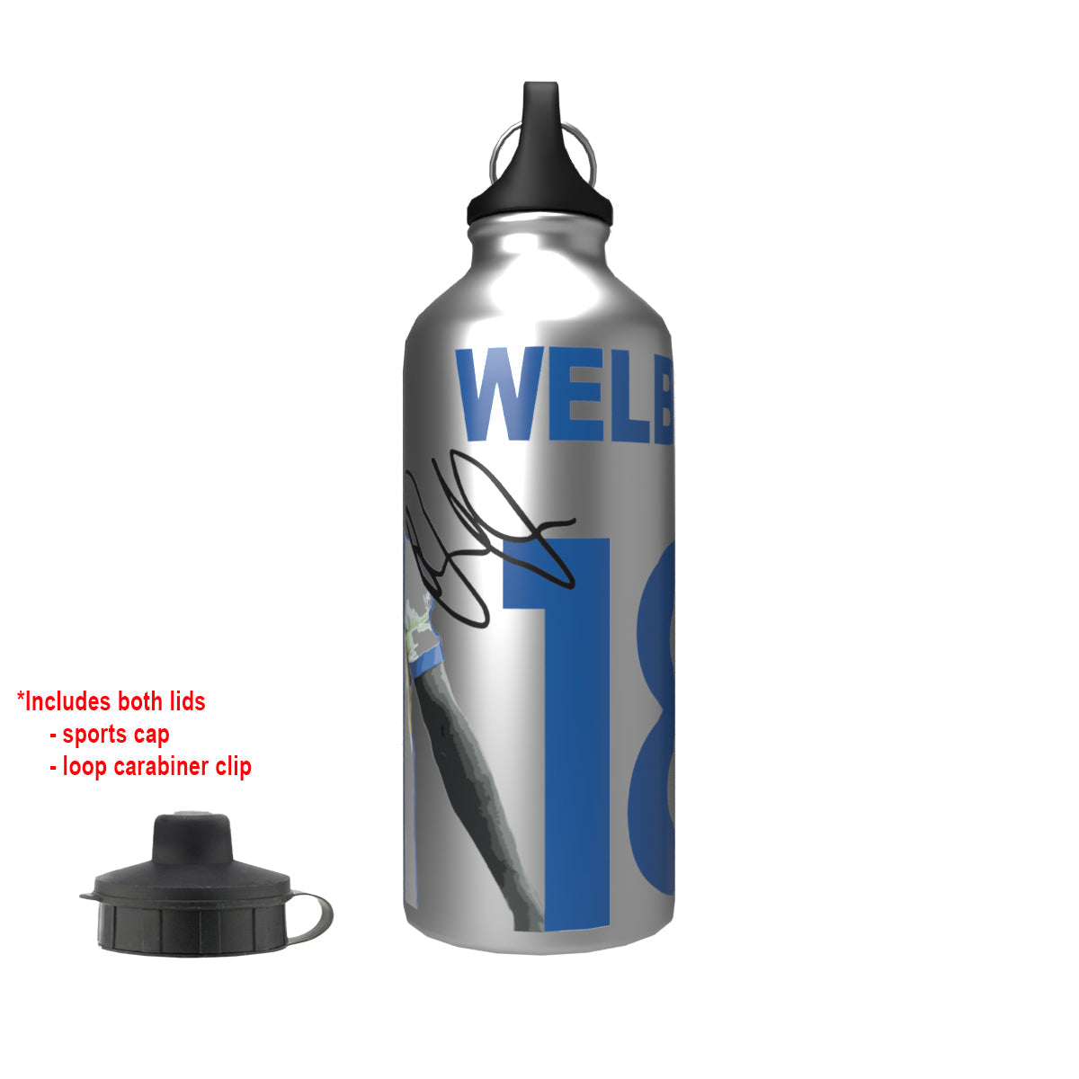 Welbeck Brighton 2-Lid Aluminium Water Bottle Silver