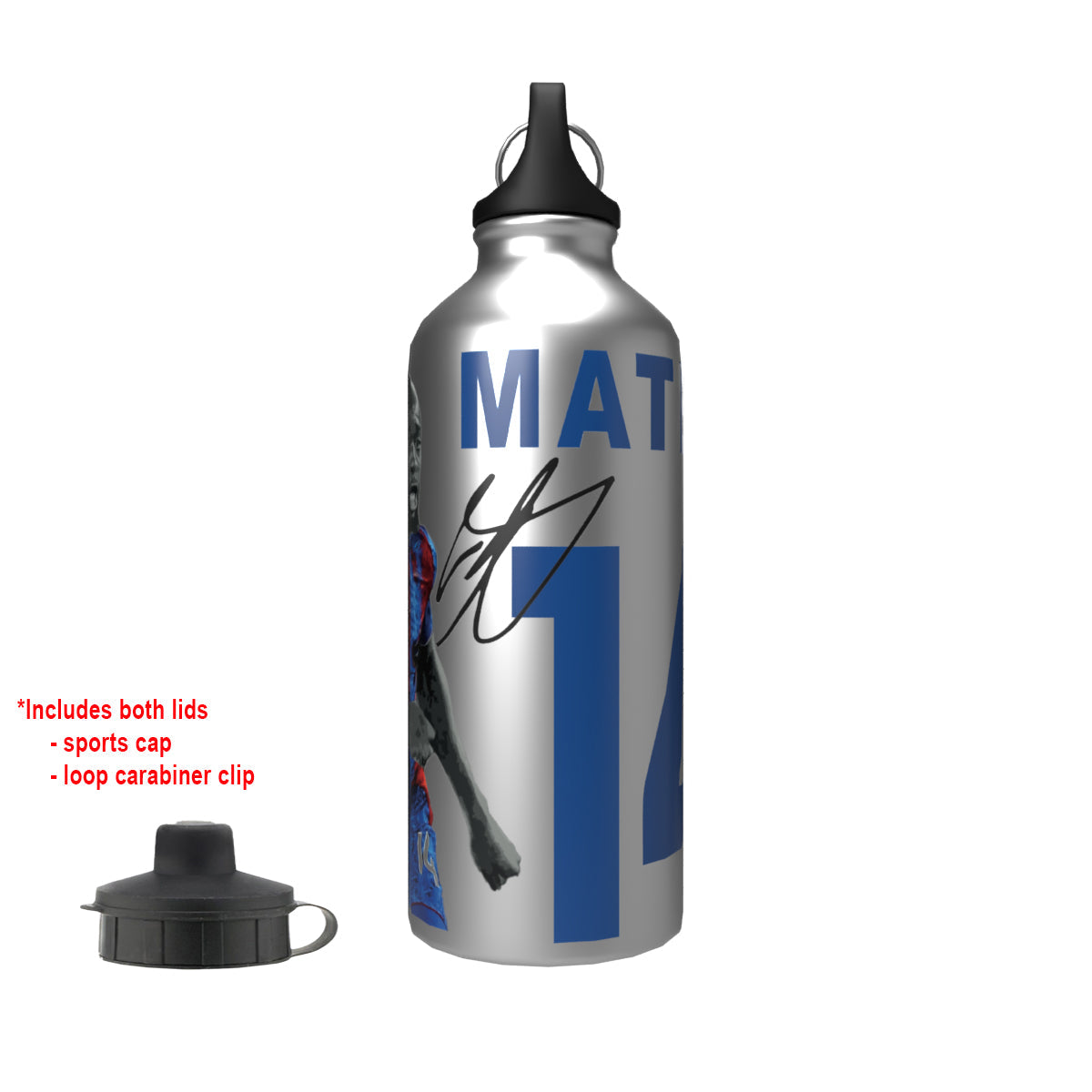 Mateta Palace 2-Lid Aluminium Water Bottle Silver