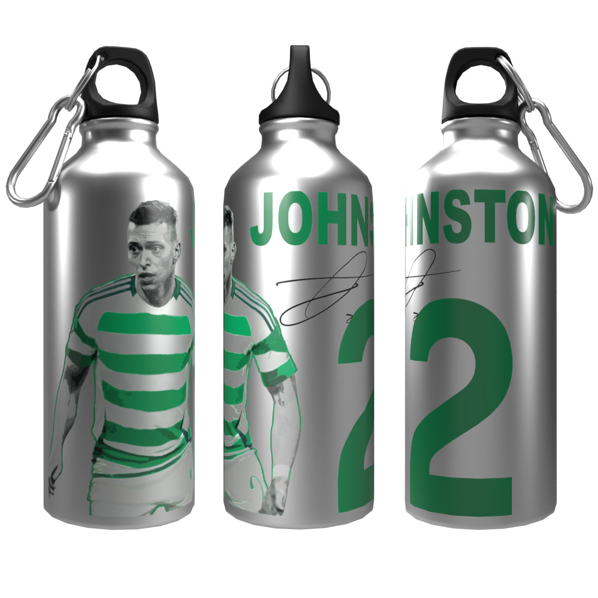 Johnston Celts 2-Lid Aluminium Water Bottle Silver