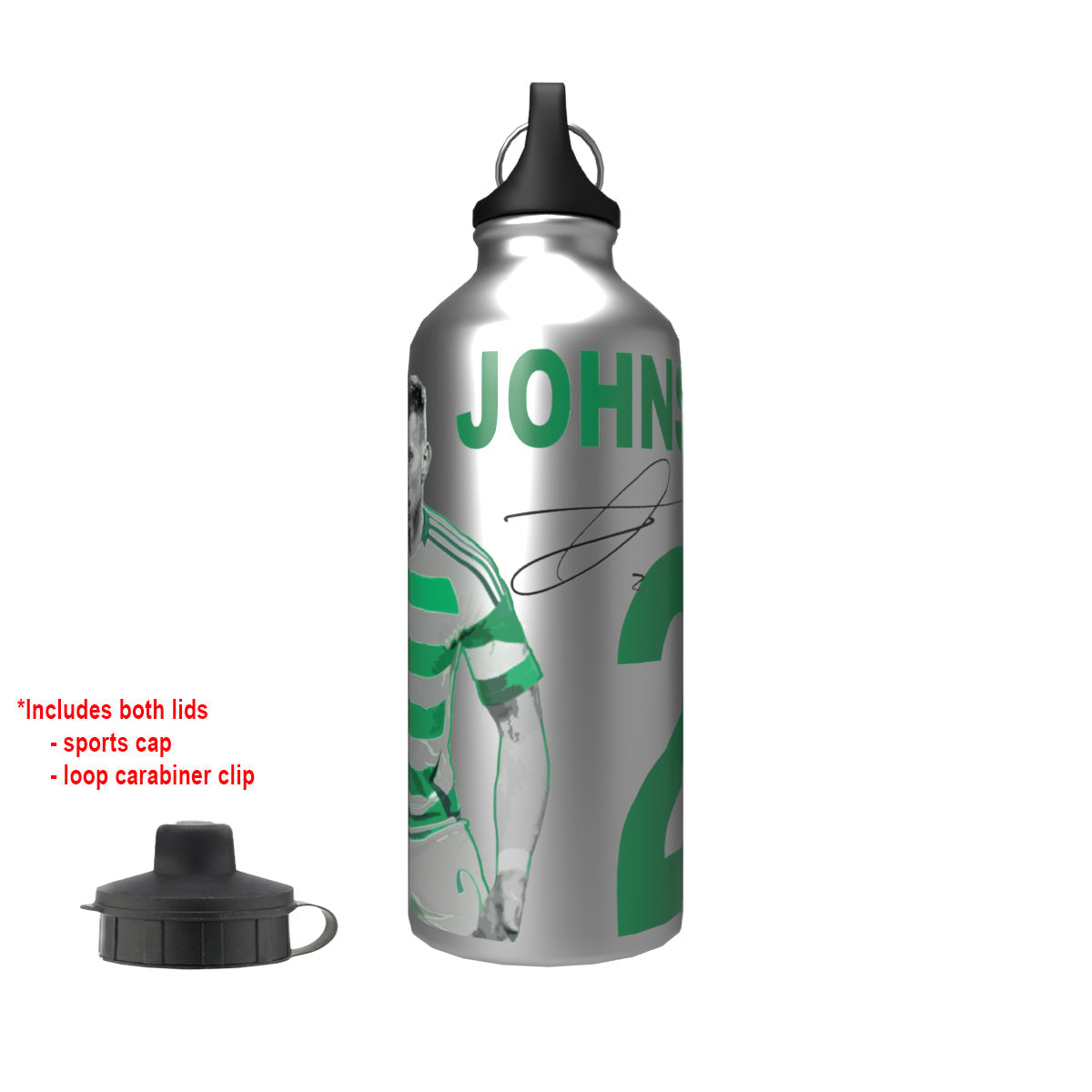 Johnston Celts 2-Lid Aluminium Water Bottle Silver