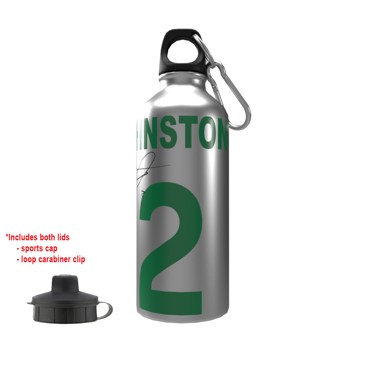 Johnston Celts 2-Lid Aluminium Water Bottle Silver