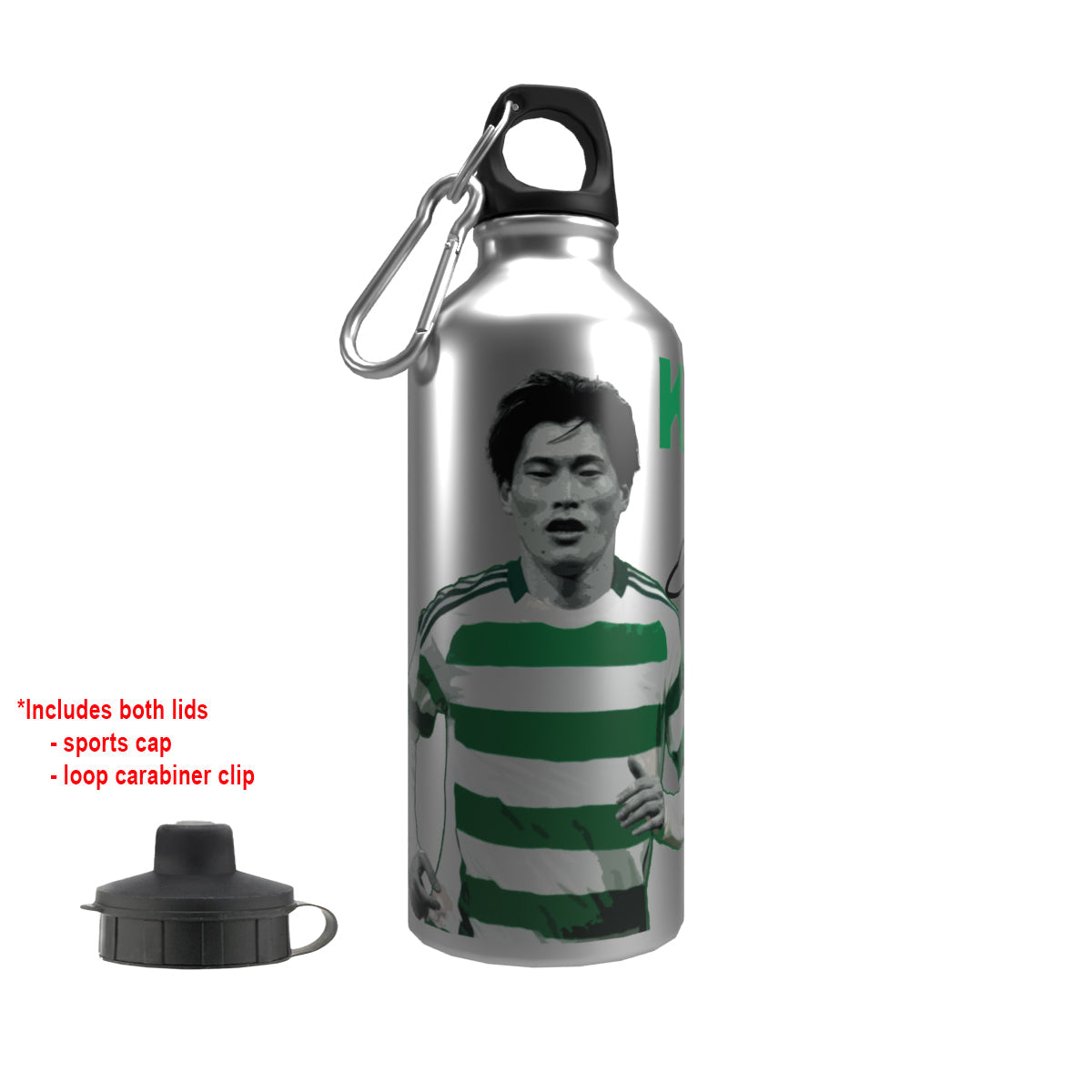 Kyogo Celts 2-Lid Aluminium Water Bottle Silver