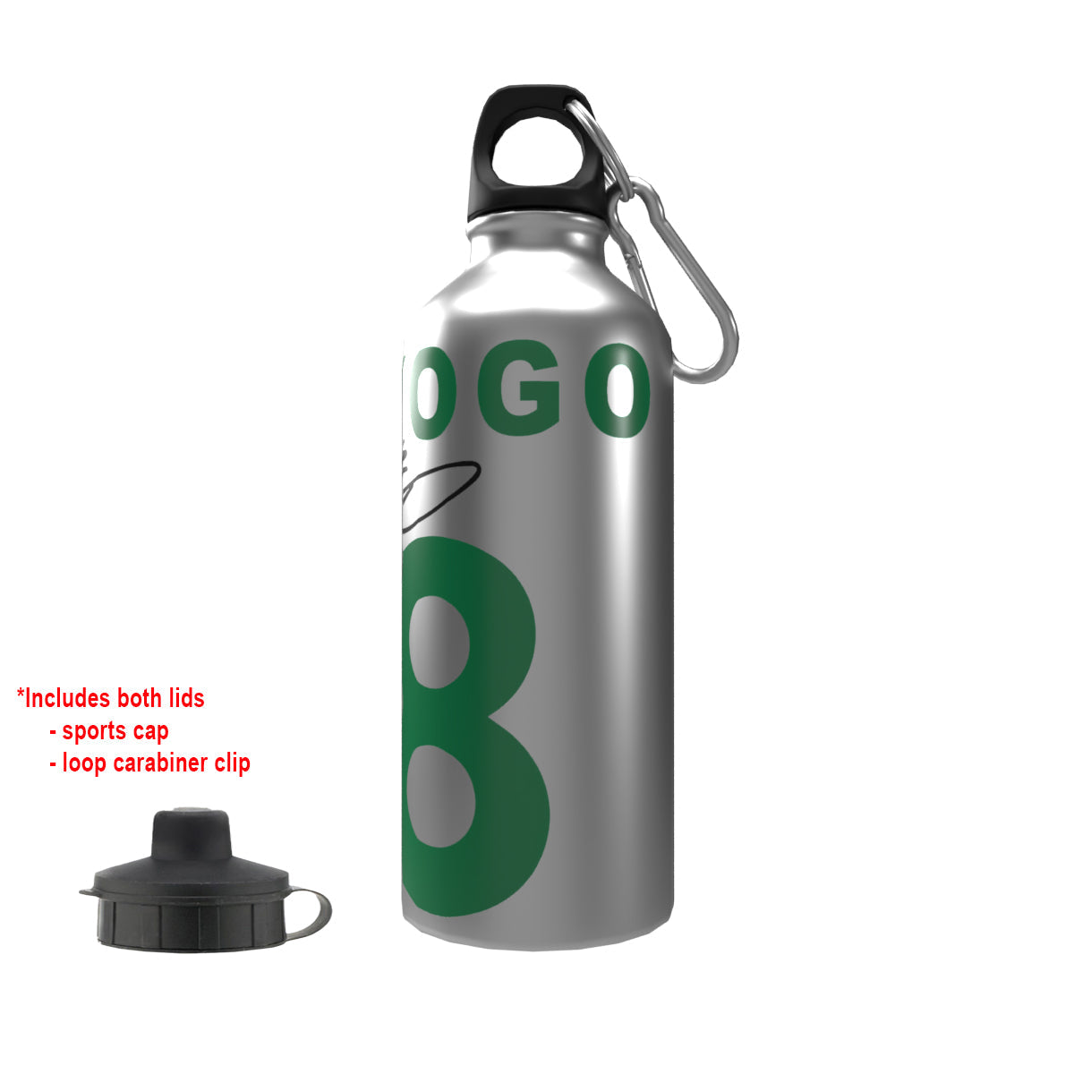 Kyogo Celts 2-Lid Aluminium Water Bottle Silver