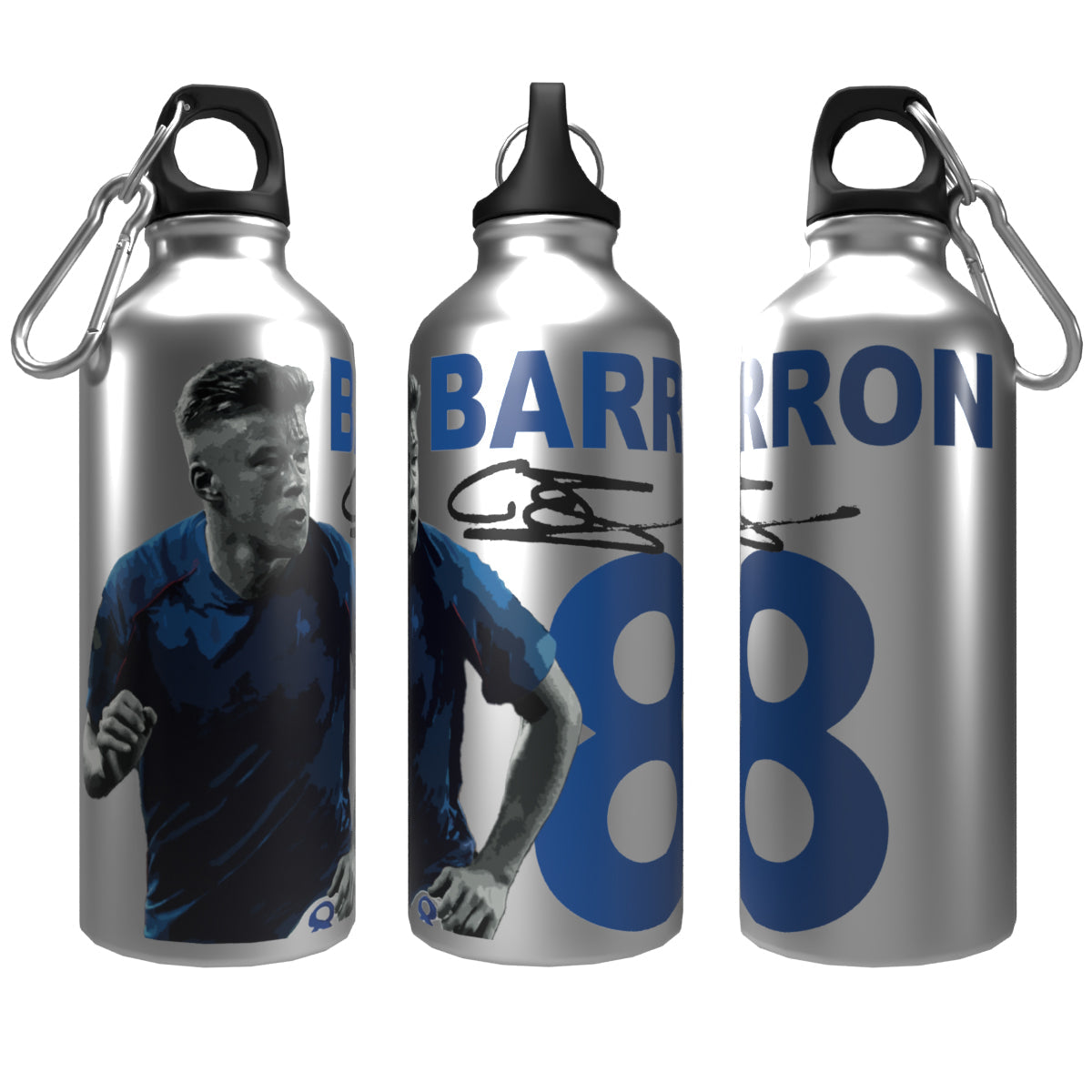 Barron Rangers 2-Lid Aluminium Water Bottle Silver