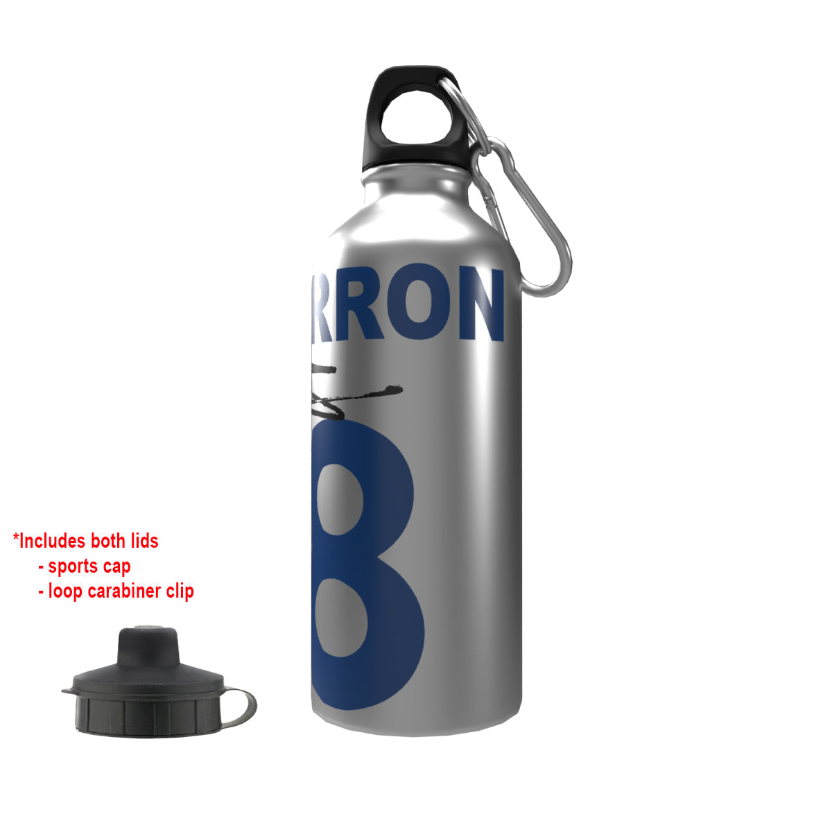 Barron Rangers 2-Lid Aluminium Water Bottle Silver