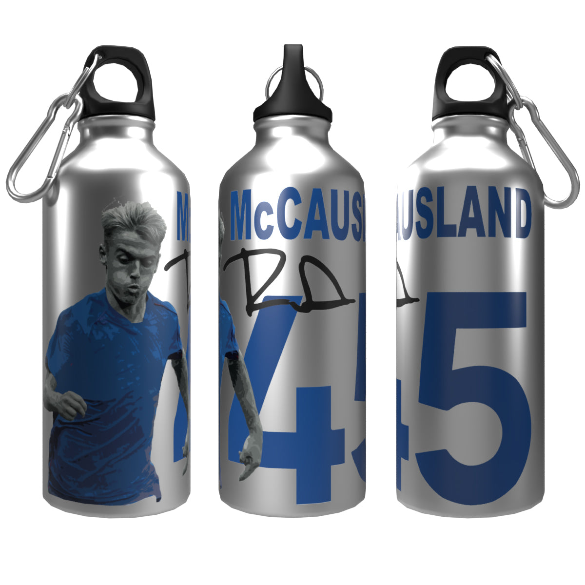 McCausland Rangers 2-Lid Aluminium Water Bottle Silver