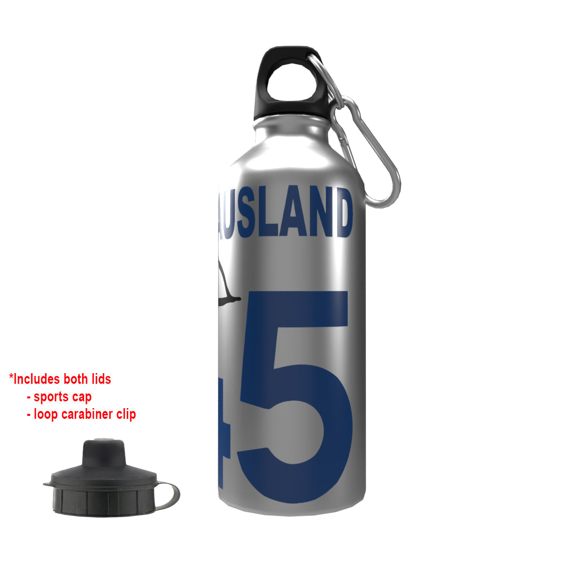 McCausland Rangers 2-Lid Aluminium Water Bottle Silver