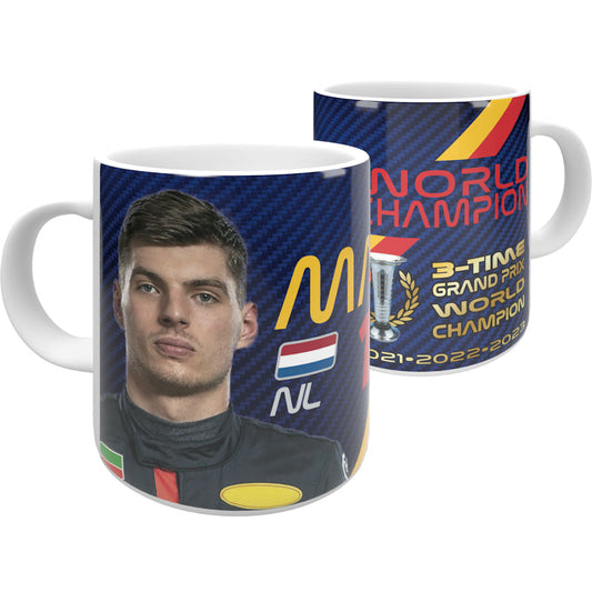 Max 3-Time World Champion 2023 Mug - Blue