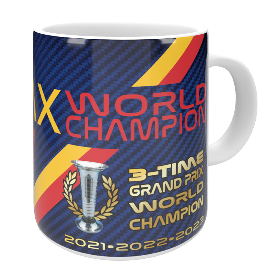 Max 3-Time World Champion 2023 Mug - Blue