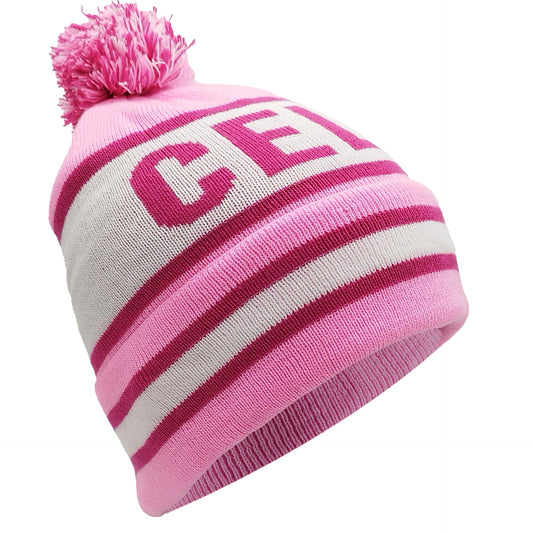 Celtic Pink & White Bobble Hat