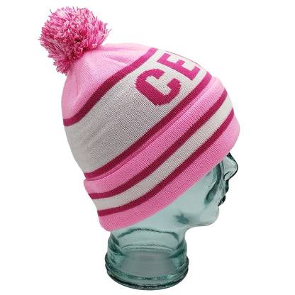 Celtic Pink & White Bobble Hat