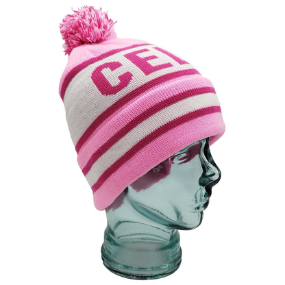 Celtic Pink & White Bobble Hat