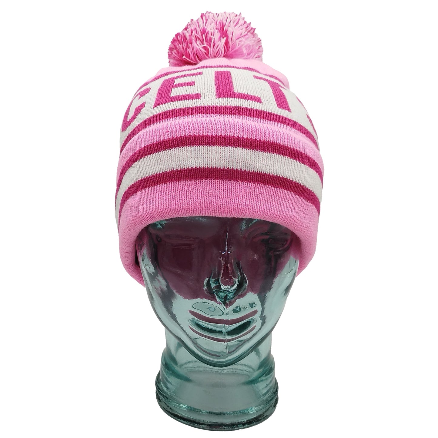 Celtic Pink & White Bobble Hat