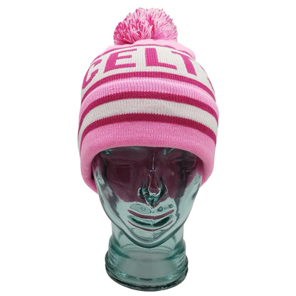 Celtic Pink & White Bobble Hat