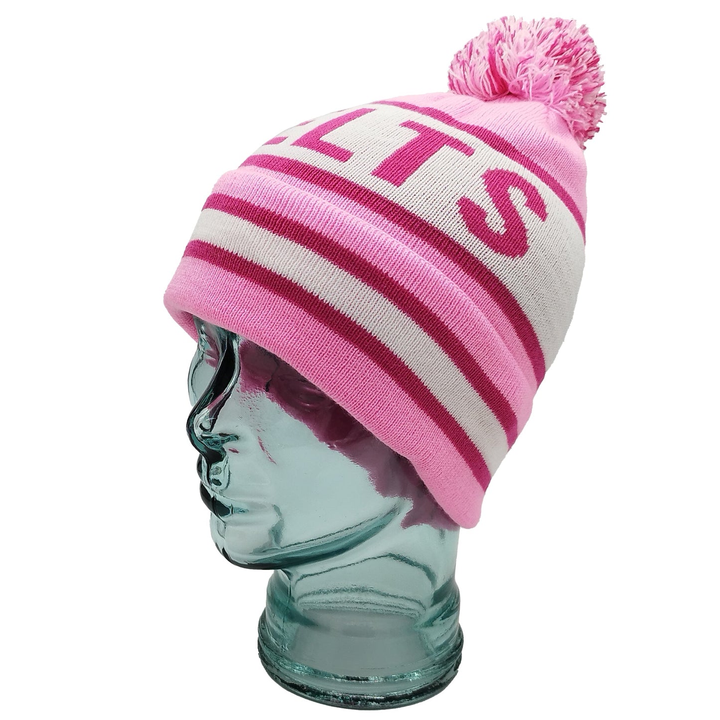 Celtic Pink & White Bobble Hat