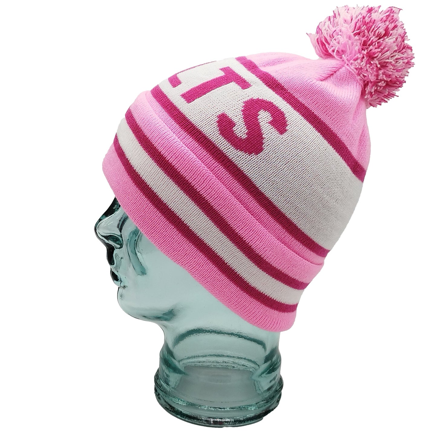 Celtic Pink & White Bobble Hat