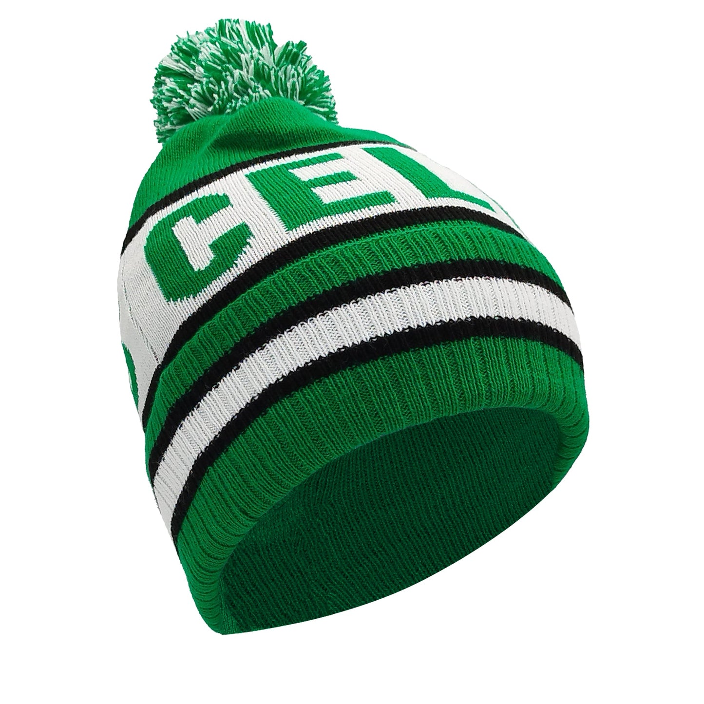 Celtic Green White & Black Bobble Hat