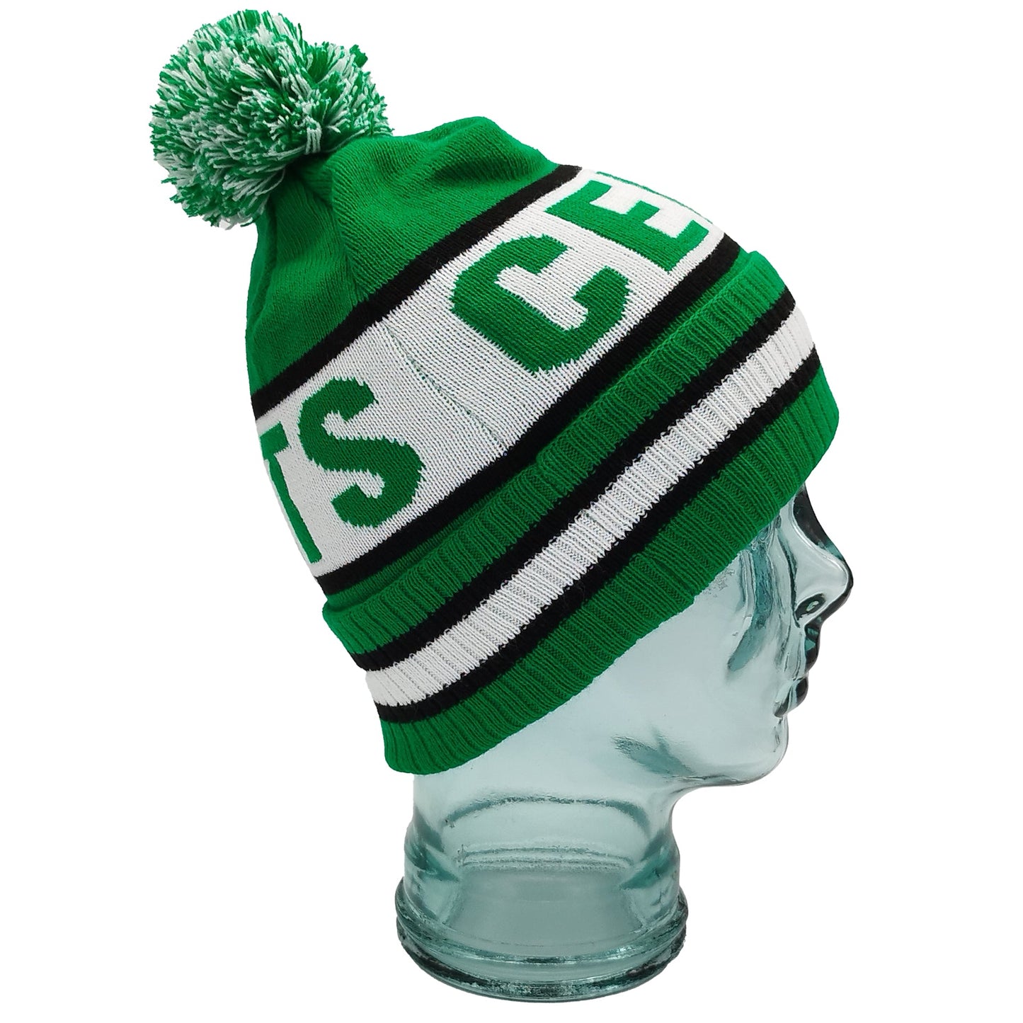 Celtic Green White & Black Bobble Hat