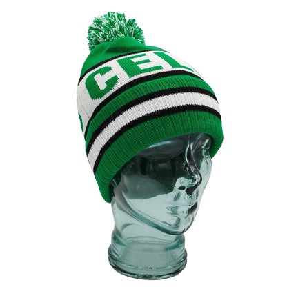 Celtic Green White & Black Bobble Hat