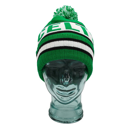 Celtic Green White & Black Bobble Hat