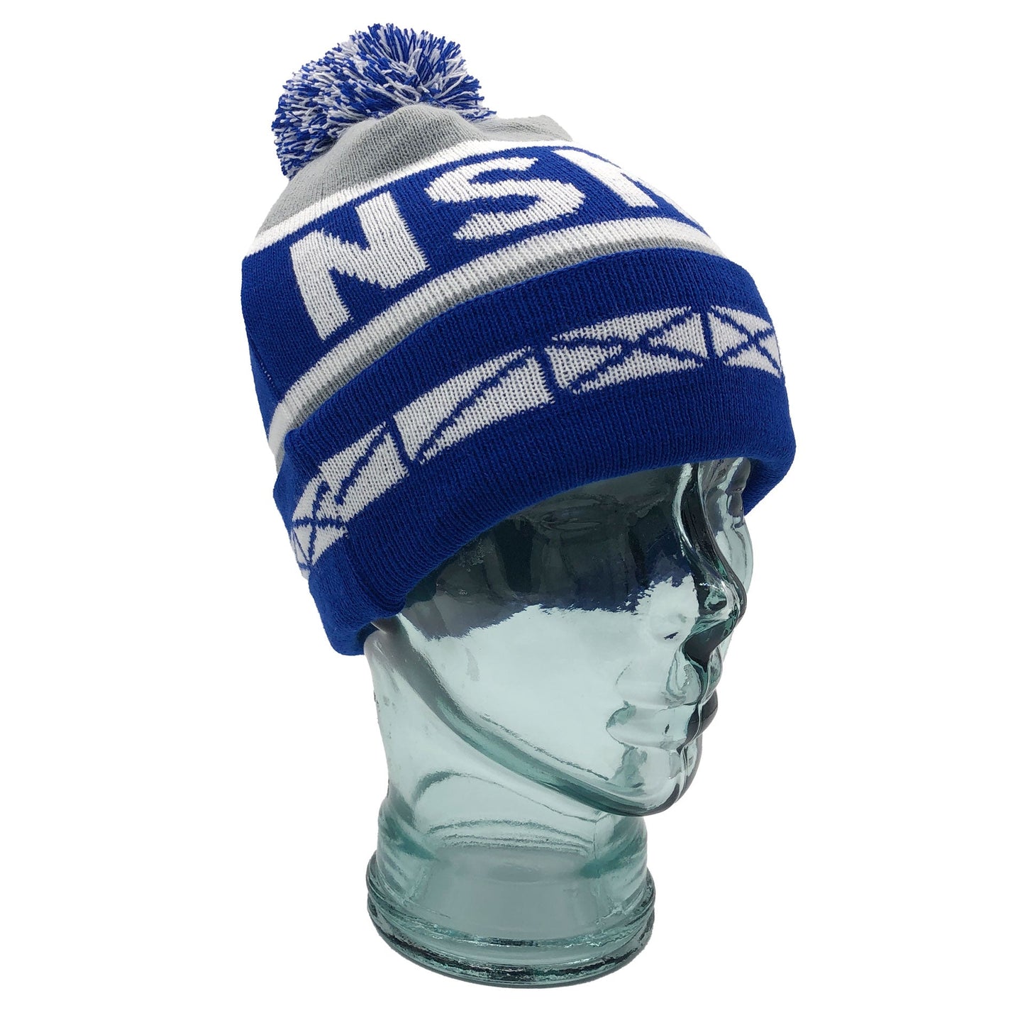 NSNO Grey Blue & White Bobble Hat