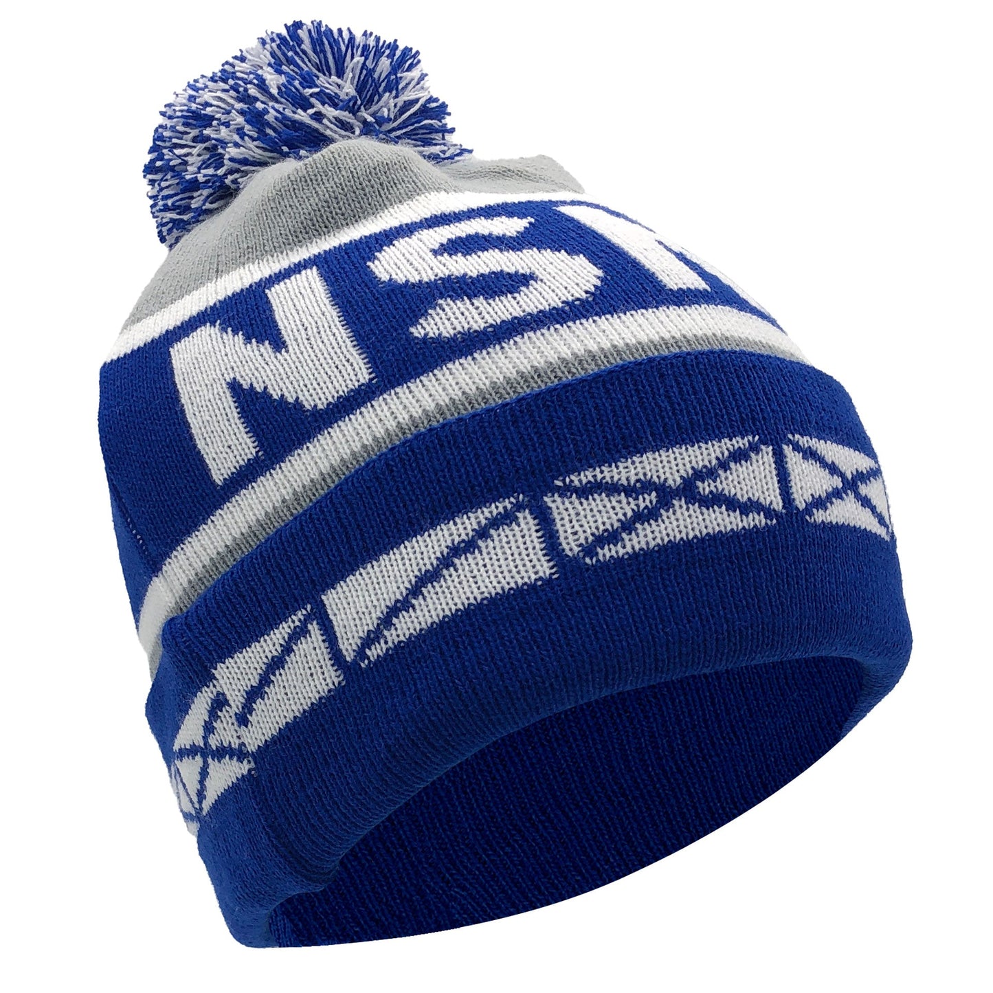 NSNO Grey Blue & White Bobble Hat